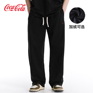Cola 男女同款 可口可乐美式 加绒加厚弯刀休闲裤 针织运动卫裤 Coca