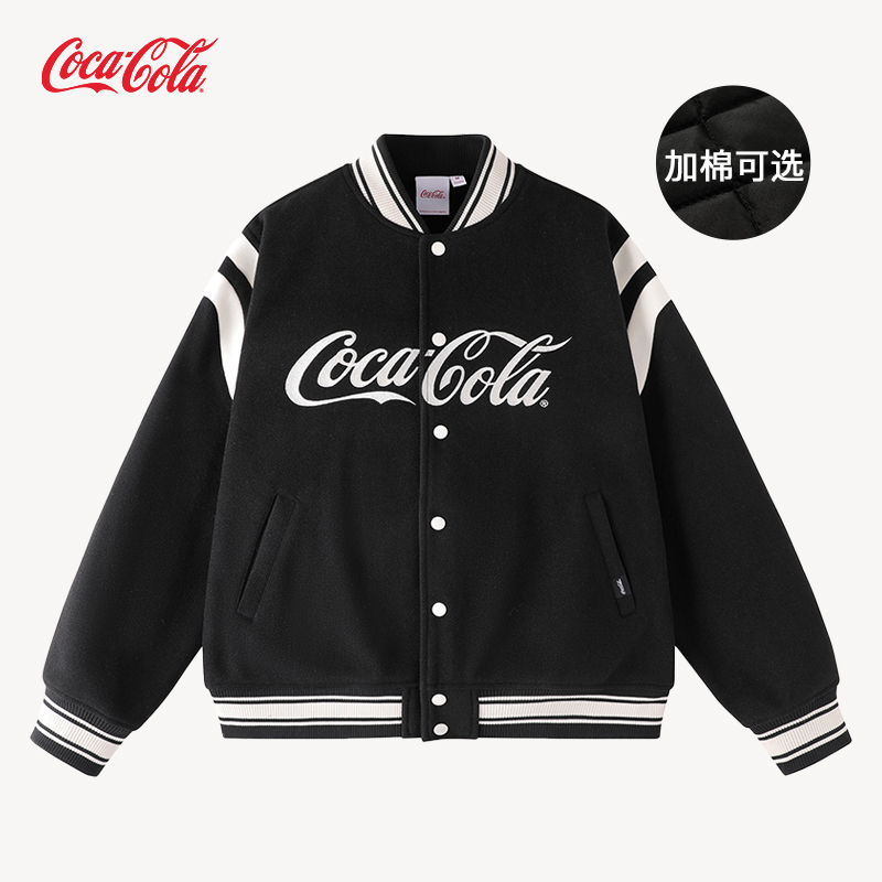 条纹拼接夹克外套可口可乐秋冬