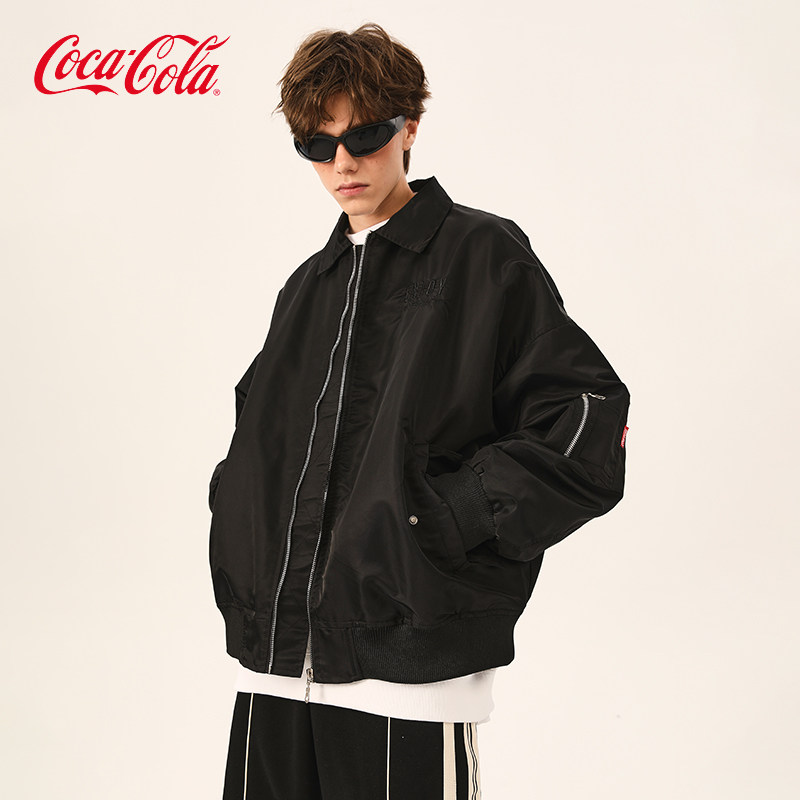 Coca-Cola/可口可乐美式飞行员夹克春秋休闲刺绣潮牌工装外