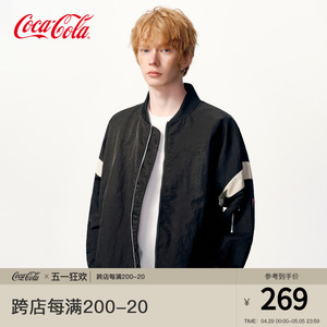 Coca-Cola/可口可乐 美式飞行员夹克男秋冬季休闲宽松棒球服外套