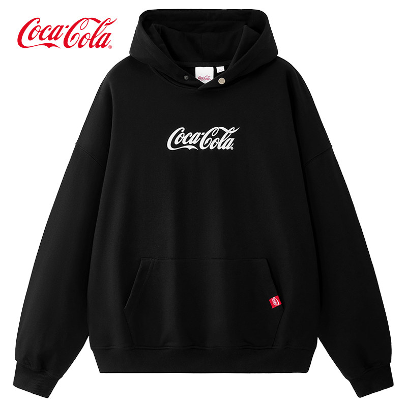 Coca-Cola/可口可乐连帽卫衣男女春秋款字母印花纯色log