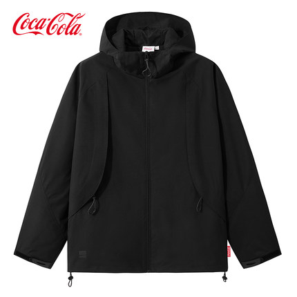 Coca-Cola/可口可乐 户外防风防水厚版印花连帽外套夹克 男女同款