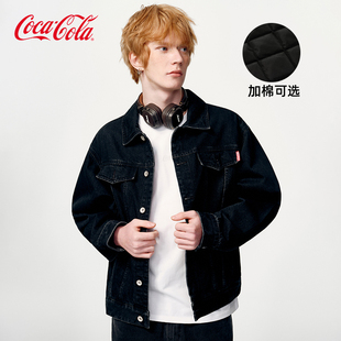 复古做旧水洗高街工装 Coca 美式 可口可乐 牛仔厚外套男女 Cola