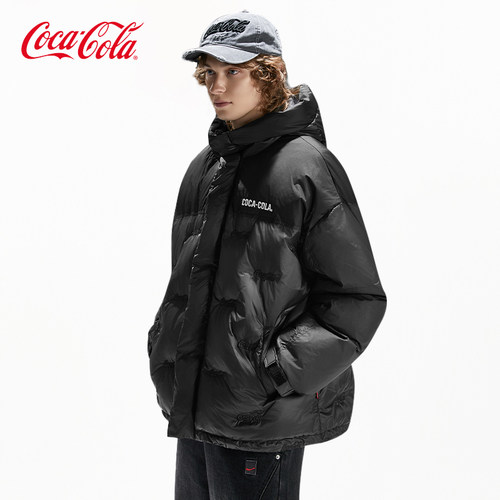 可口可乐满刺绣Logo撞色羽绒服