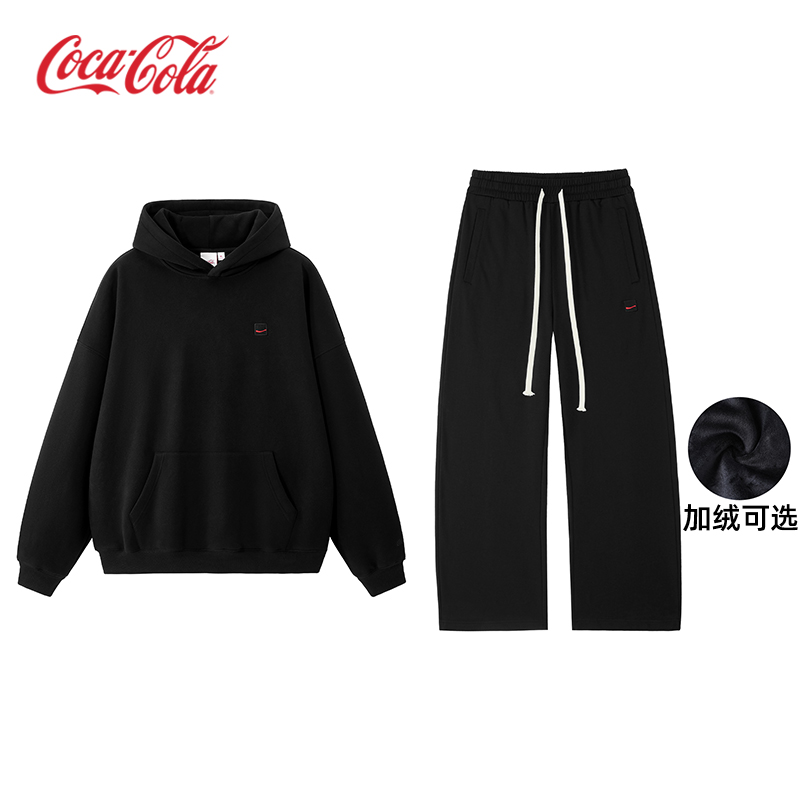 可口可乐纯色弯刀卫裤套装