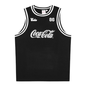 Coca-Cola/可口可乐 渐变印花条纹拼接轻薄透气篮球背心 男女同款