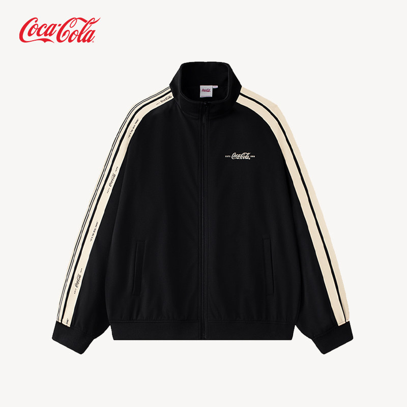 Coca-Cola/可口可乐美式复古外套春秋男女款开衫卫衣条纹织