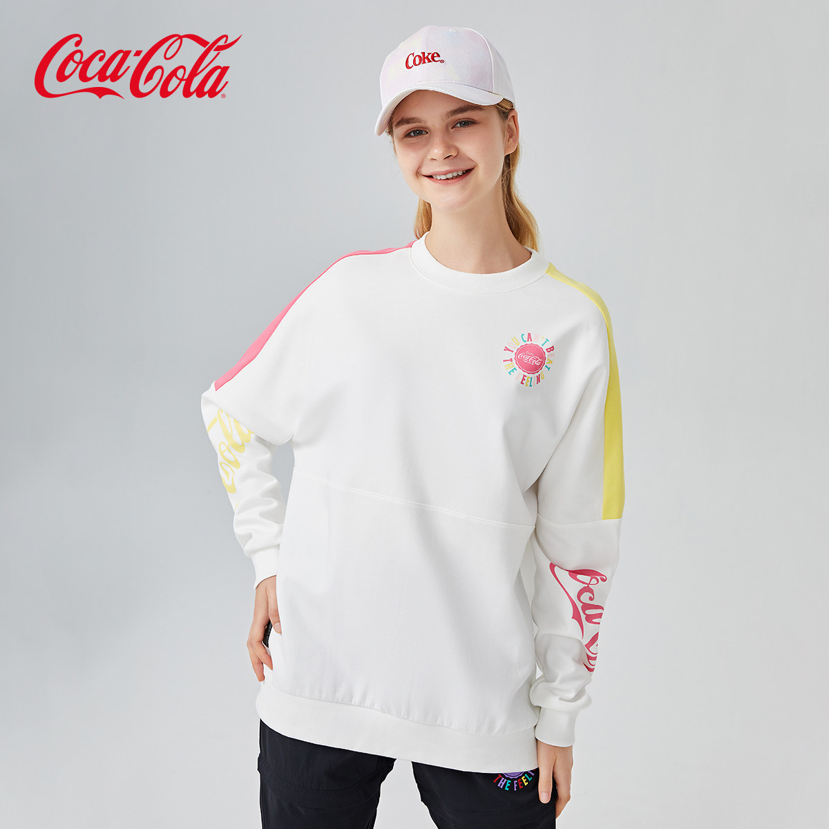 coca-cola可口可乐官方卫衣潮牌2021秋新款薄款宽松运动卫衣女