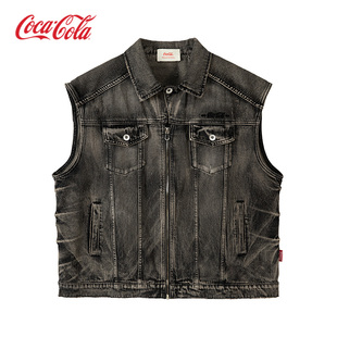 猫须做旧刺绣铁牌马甲 Cola可口可乐 Coca 男女同款 商场同款