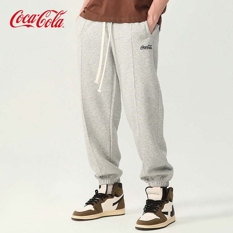 Coca-Cola/可口可乐休闲裤男女夏季灰色裤子卫裤束脚裤运动