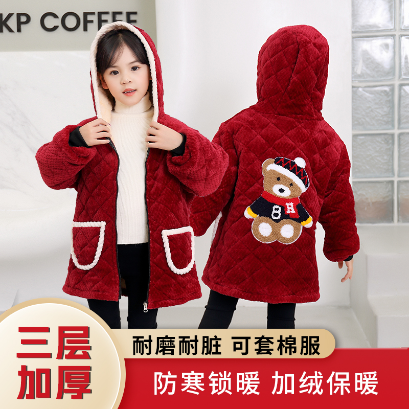 超级加绒加厚保暖罩衣小绵