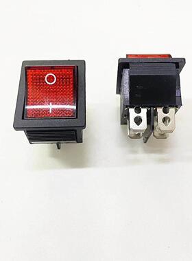 船型开关6/4脚2档红色带灯电源30A/16A 250VAC翘板开关启动开关