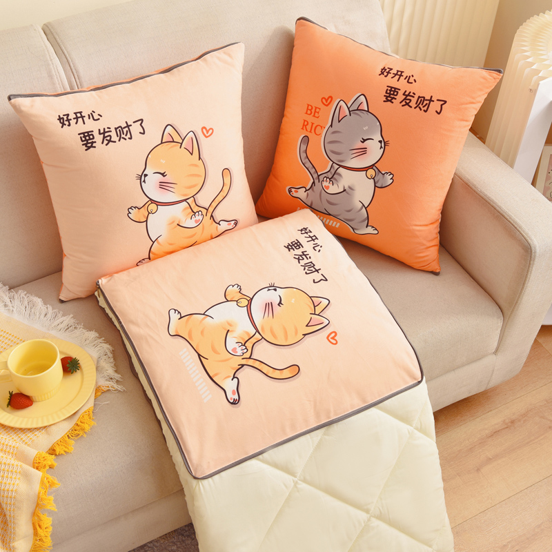 2023新款超柔水晶绒磨毛多针四季款抱枕靠垫毯子