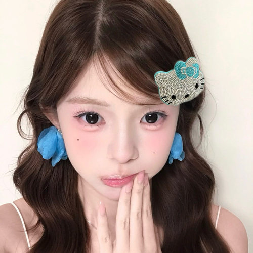 ins可爱古早HelloKitty钻石发夹y2k侧边夹kt猫卡通网红凯蒂猫BB夹
