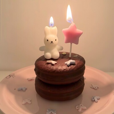可爱兔子星星爱心蜡烛生日网红派对聚会插件蛋糕ins宝宝儿童卡通