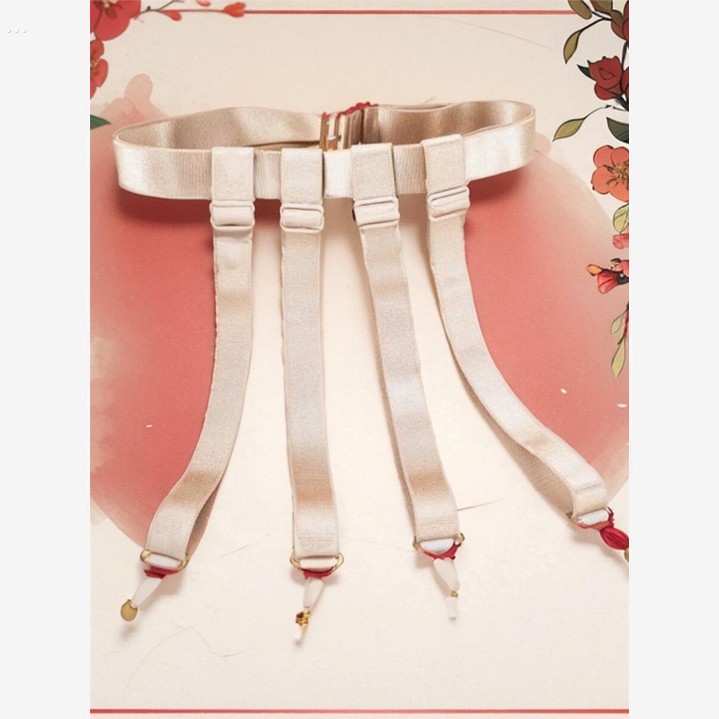 升级腰带吊袜带夹子丝袜防滑扣长筒靴过膝大腿袜护膝防掉夹黑白肤