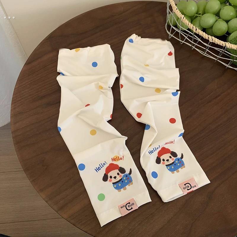 可爱的波尔卡圆点小狗冰丝防晒袖女性夏季紫外线防护松冰袖2025新