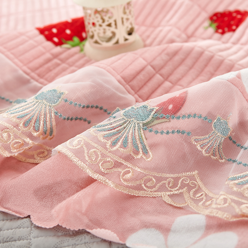 床裙套绒水晶垫榻持植物花卉支榻米防滑I夹棉绗缝床盖四季订做i.