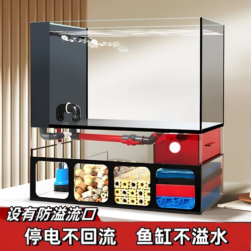 客厅生态鱼缸造景全套底滤超白