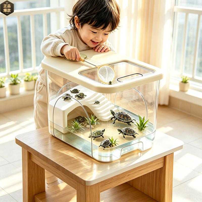 乌龟饲养缸家用鱼缸客厅小型养乌龟专用箱生态造景晒爬台桌面龟缸