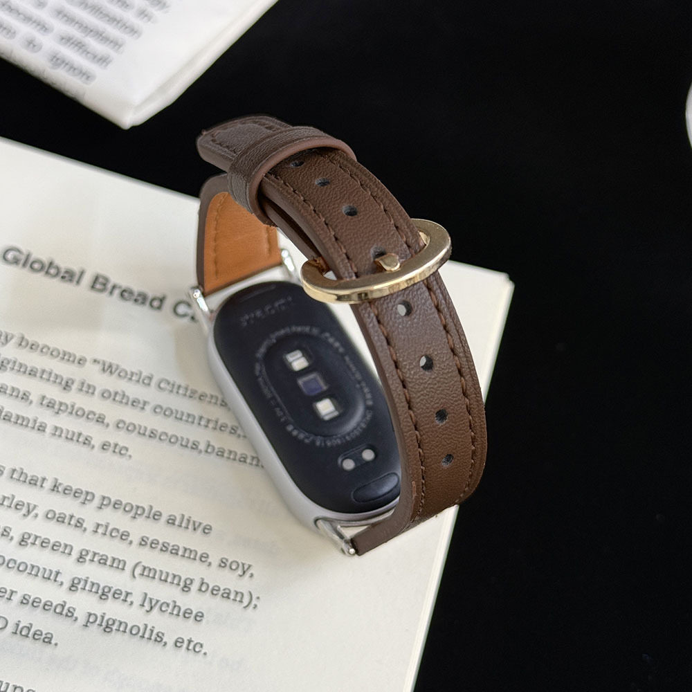 适用小米手环10表带8/9手环皮质马蹄扣腕带NFC通用高级运动替换带