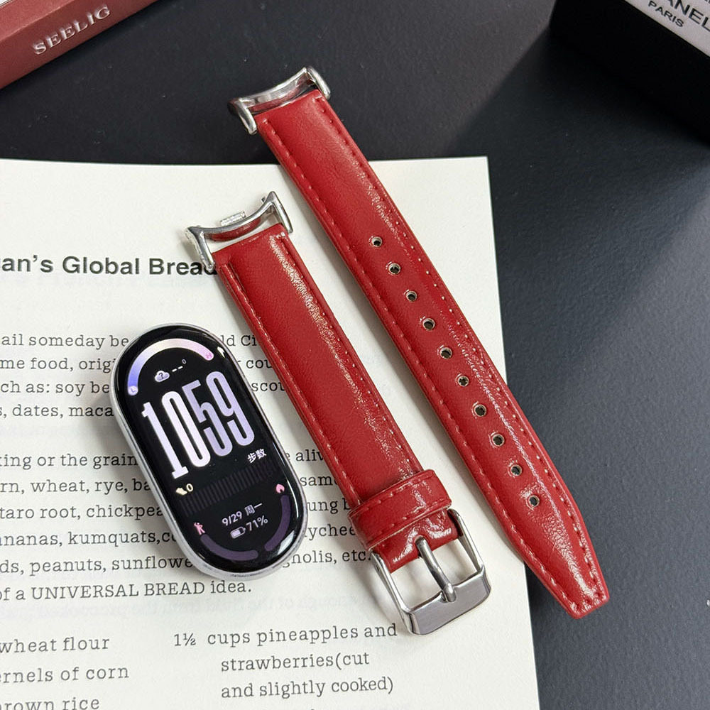 适用小米手环10/9/8表带针扣皮质小米手环8/9pro腕带红米watch6女