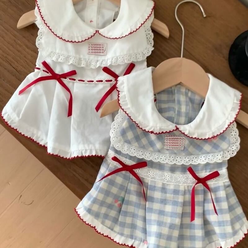 复古猫咪博美尔济斯比熊衣服格纹