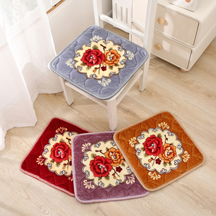 加厚毛绒坐垫冬季 保暖办公室防滑椅子沙发餐椅方形凳子垫