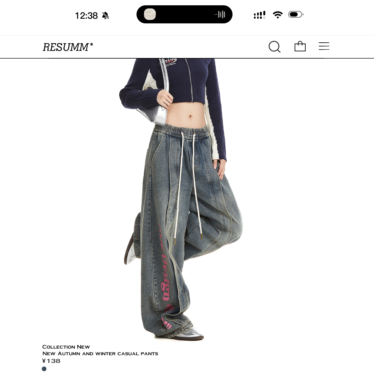 RESUMM美式立体裁剪阔腿牛仔裤