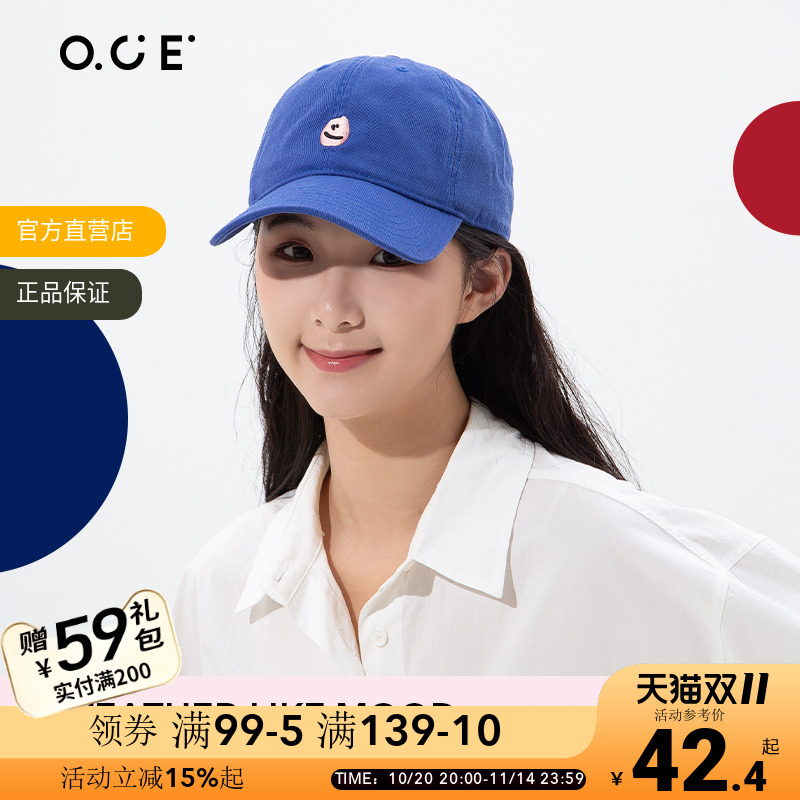 OCE天气般情绪帽子女棒球帽显脸小大头围加宽帽檐遮阳刺绣鸭舌帽