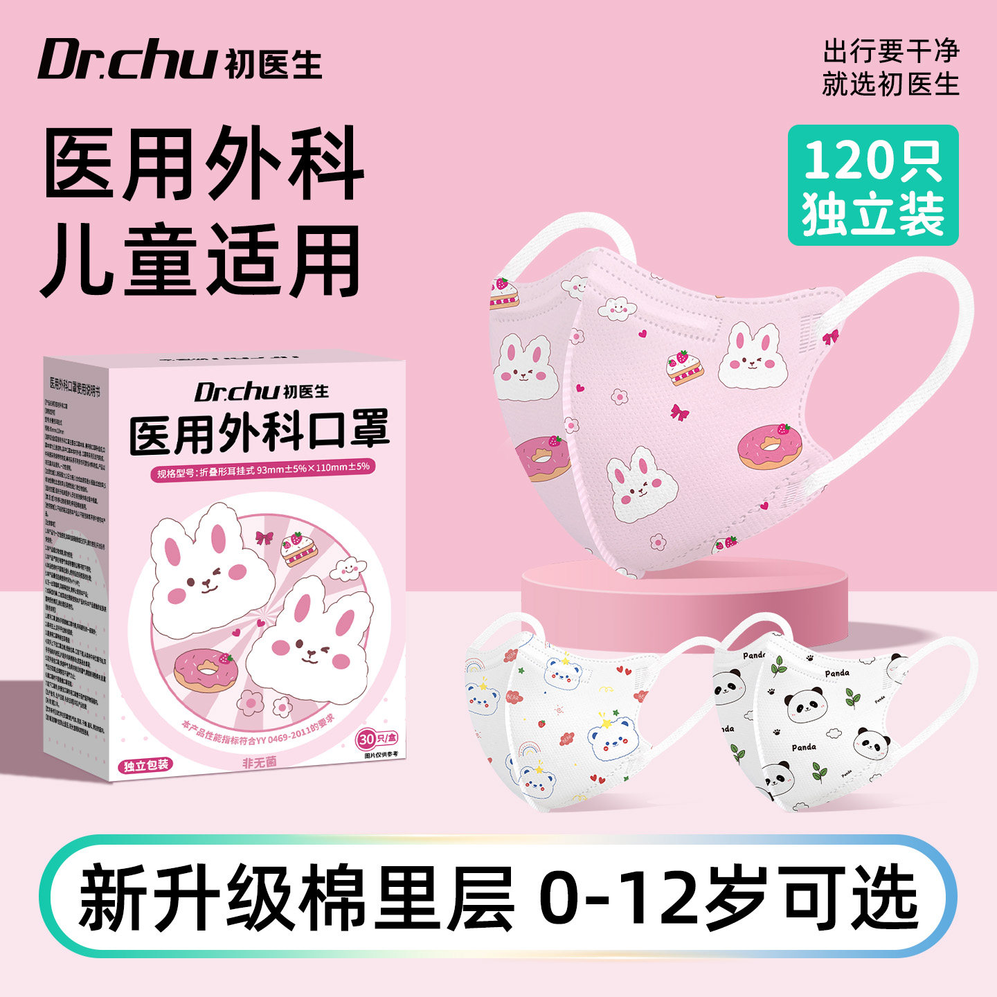 棉里层医用外科口罩婴幼儿适用图片
