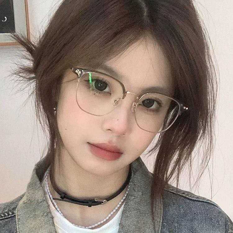 2026新款超轻半框近视眼镜女款可配度数防蓝光专业配镜近视镜框男