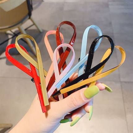 韩国简约发夹女后脑勺网红边夹一字夹头饰刘海顶夹弹簧夹飘带夹子