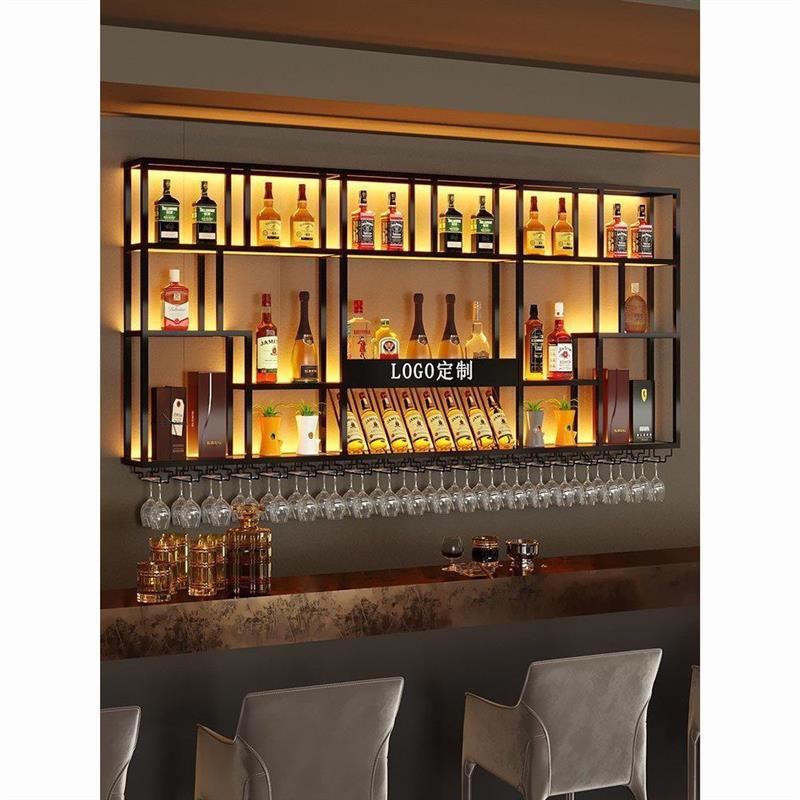 吧台酒架靠墙壁挂式置物架餐厅创意酒柜工业风红酒架子吊柜展示柜