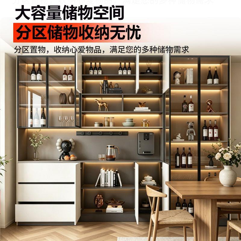 实木餐边柜玄关柜靠墙多功能一体柜厨房餐厅简约现代定制加高酒柜