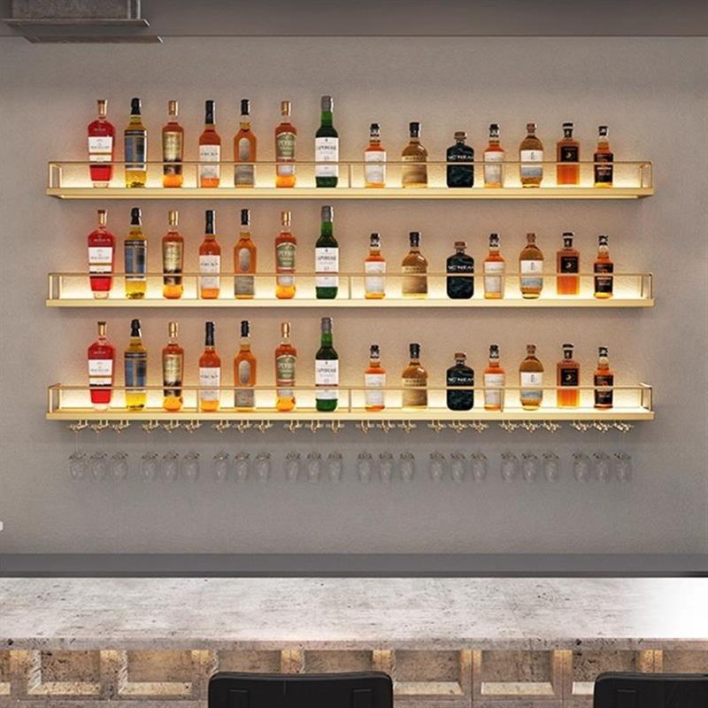 简约上墙酒架吧台壁挂红酒杯杯架铁艺酒柜置物架轻奢墙上置物架