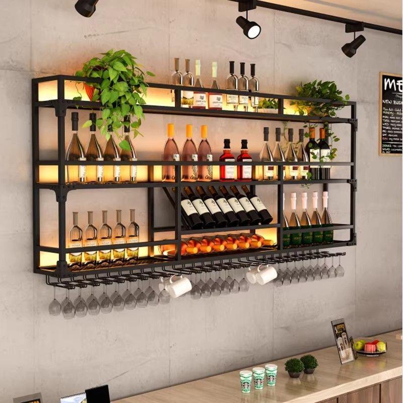 定制酒架收纳墙上酒杯酒柜置物架吧台悬挂葡萄酒展示架挂墙壁挂图片