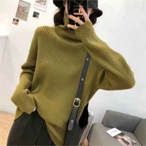 秋冬高领外穿毛衣女2023新款加厚保暖内搭宽松显瘦针织打底衫上衣