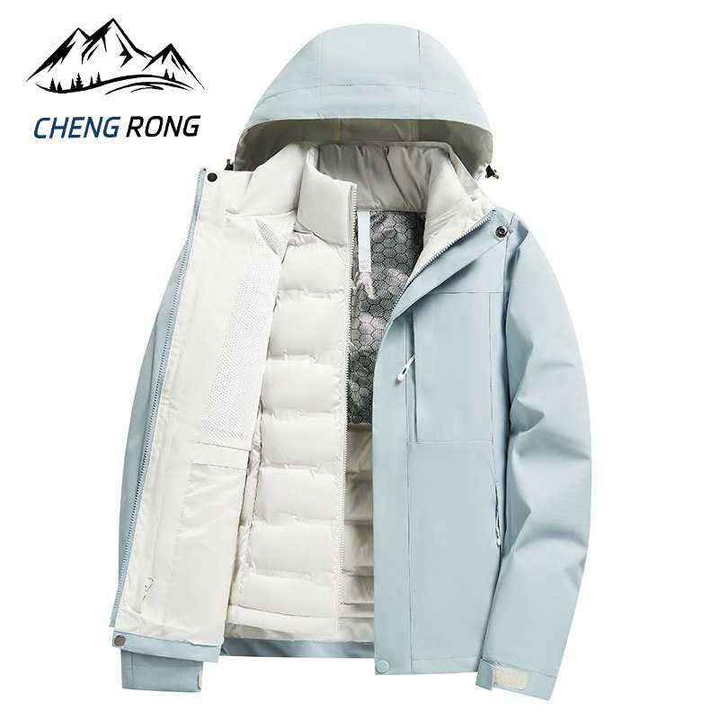 户外登山冲锋衣外套男女士春秋冬季2024新款加绒加厚中老年三合一