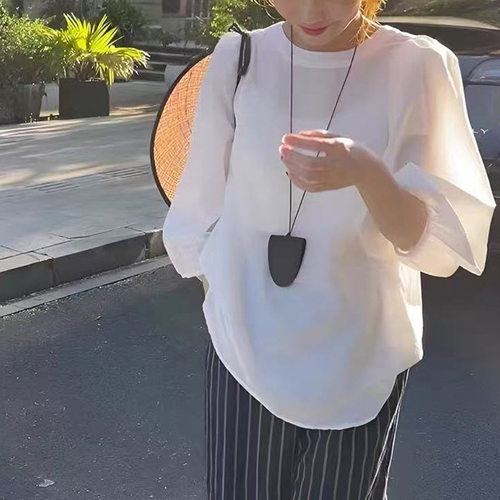 官网 法式宽松白色泡泡衬衫女春夏复古洋气甜美设计感小众上衣