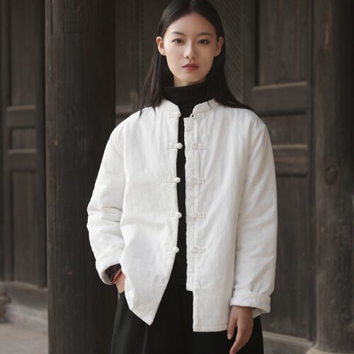 2026冬新款棉麻女装国风复古盘扣立领夹棉保暖短款晨练太极服棉衣