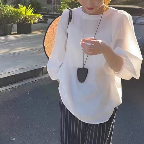 官网 法式宽松白色泡泡衬衫女春夏复古洋气甜美设计感小众上衣