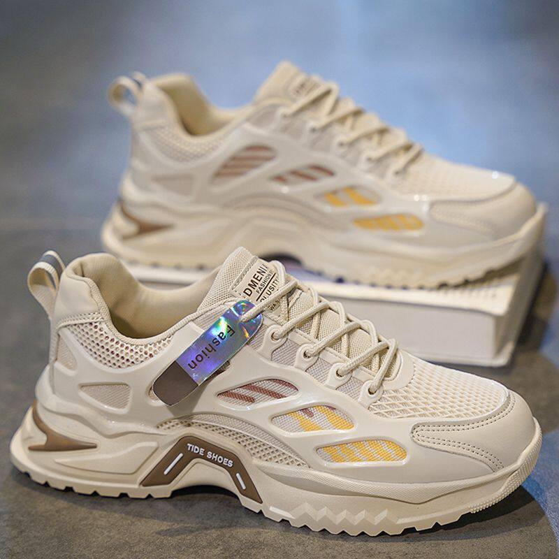 冬季男鞋透气2026新款青少年休闲百搭运动跑步网面防臭增高老爹鞋