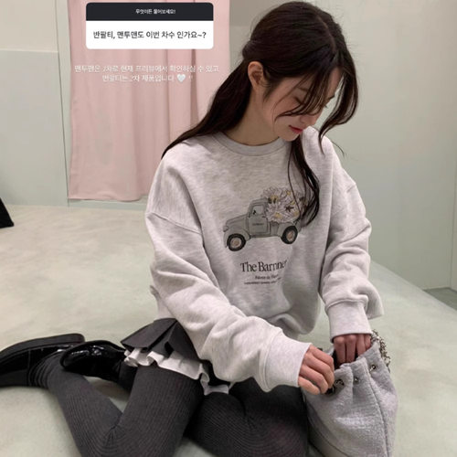 八奶家休闲宽松卡通汽车印花卫衣