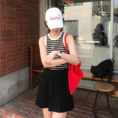 TAF现H25夏款 韩国东大门百搭无袖 内搭条纹背心休闲打底吊带上衣女