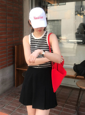 TAF现H25夏款韩国东大门百搭无袖内搭条纹背心休闲打底吊带上衣女