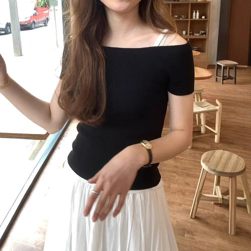 ounce韩国纯色修身显瘦短袖T恤女