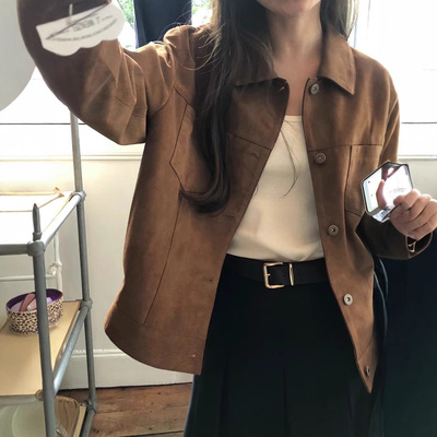 美拉德外套慵懒风宽松显瘦绒面女