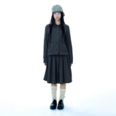 coyseio现H25秋款 韩国东大门纯色学院风娃娃领外套百褶半身裙套装