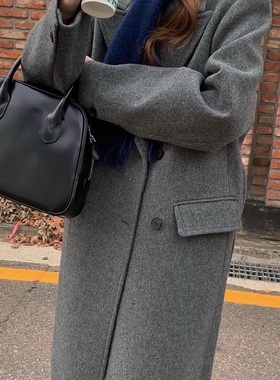 LEROBE现货24秋冬款韩国东大门宽松休闲高级感加厚全羊毛呢外套女